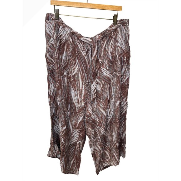 Democracy Plus Sz 20W Brown Rayon WideLeg Crop Pants Halloween Costume Grunge - Picture 1 of 12